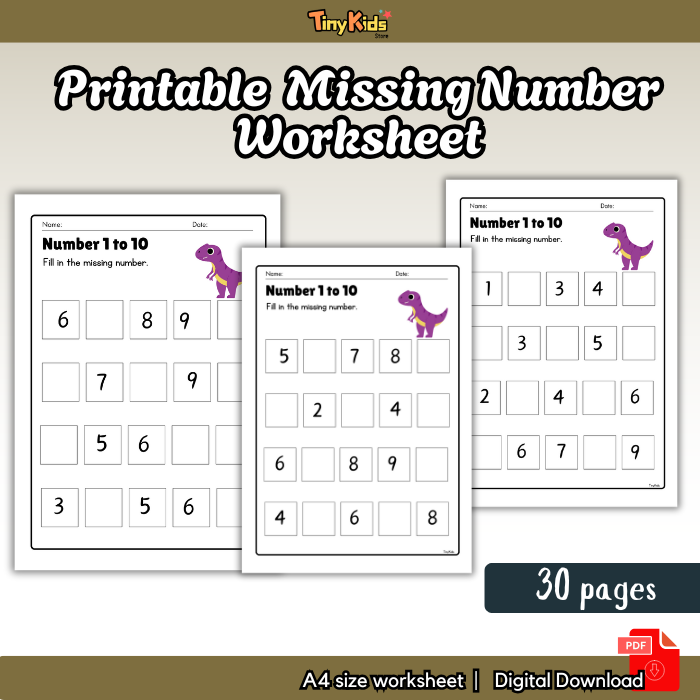 Printable Fill In Missing Number 1- 100 Worksheet for Kids - Image 3