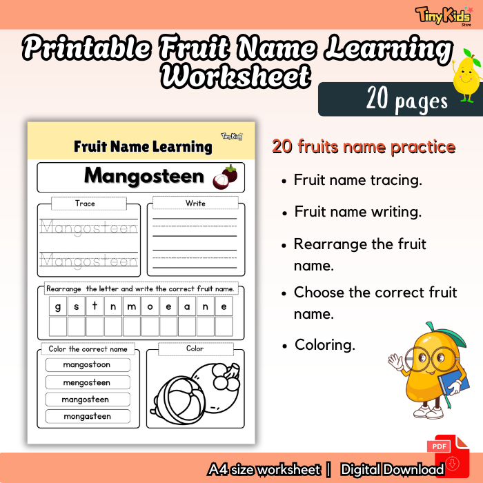 Printable Fruit Name Worksheet | Fruit Name Recognition - Image 3