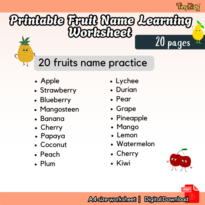 Printable Fruit Name Worksheet | Fruit Name Recognition - Image 2