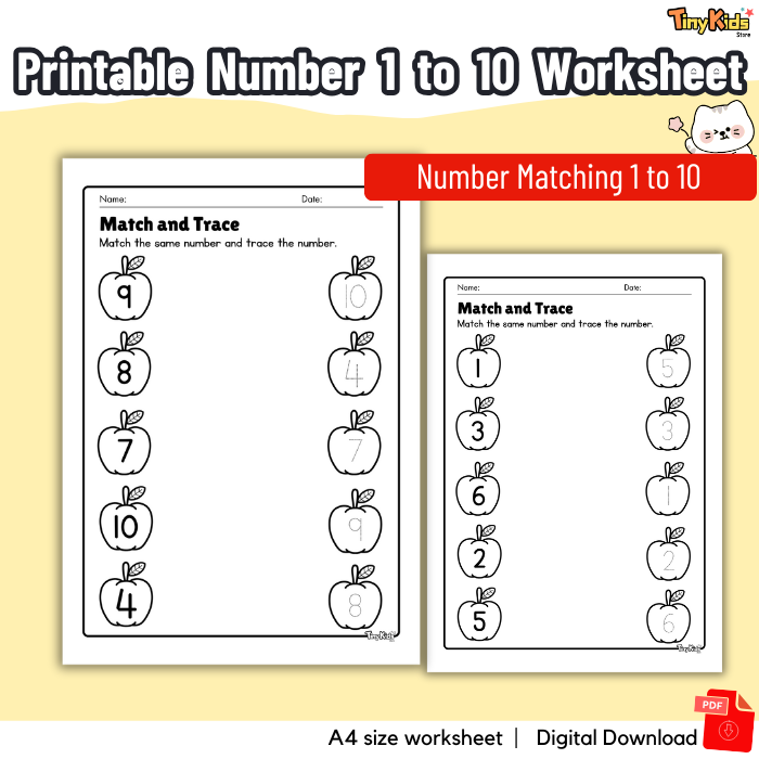 Printable Number 1 to 10 Worksheet | Number Tracing | Number Writing | Number Counting - Image 3