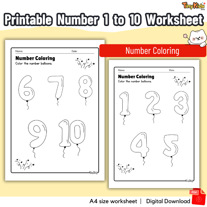 Printable Number 1 to 10 Worksheet | Number Tracing | Number Writing | Number Counting - Image 4