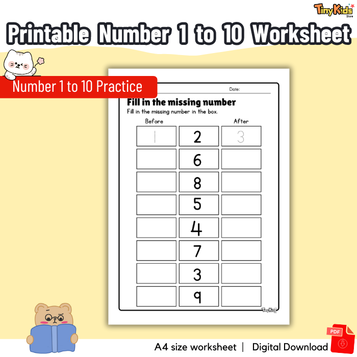 Printable Number 1 to 10 Worksheet | Number Tracing | Number Writing | Number Counting - Image 6