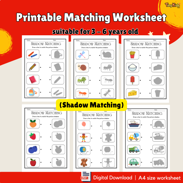 Printable Matching Worksheet – 4-in-1 Activity Pack for Kids - Image 4