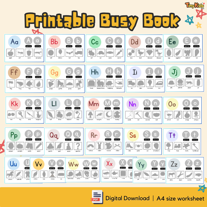 Printable Alphabet Matching Busy Book – Uppercase, Lowercase and Beginning Sounds - Image 3