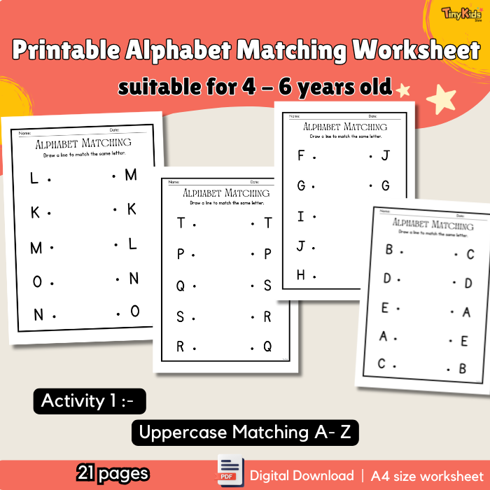 Printable Alphabet Matching Worksheet A - Z - Image 2