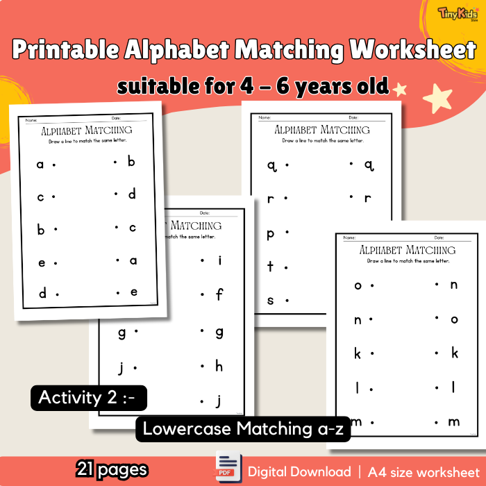 Printable Alphabet Matching Worksheet A - Z - Image 3