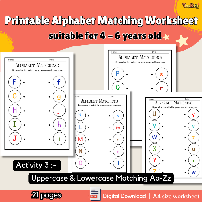 Printable Alphabet Matching Worksheet A - Z - Image 4