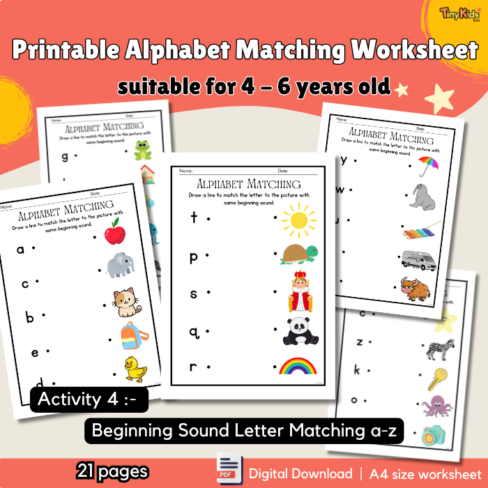 Printable Alphabet Matching Worksheet A - Z - Image 5
