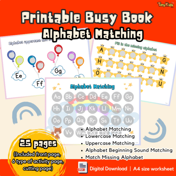 Printable Alphabet Learning Matching Busy Book | Letter Recognition and Letter Beginning Sounds