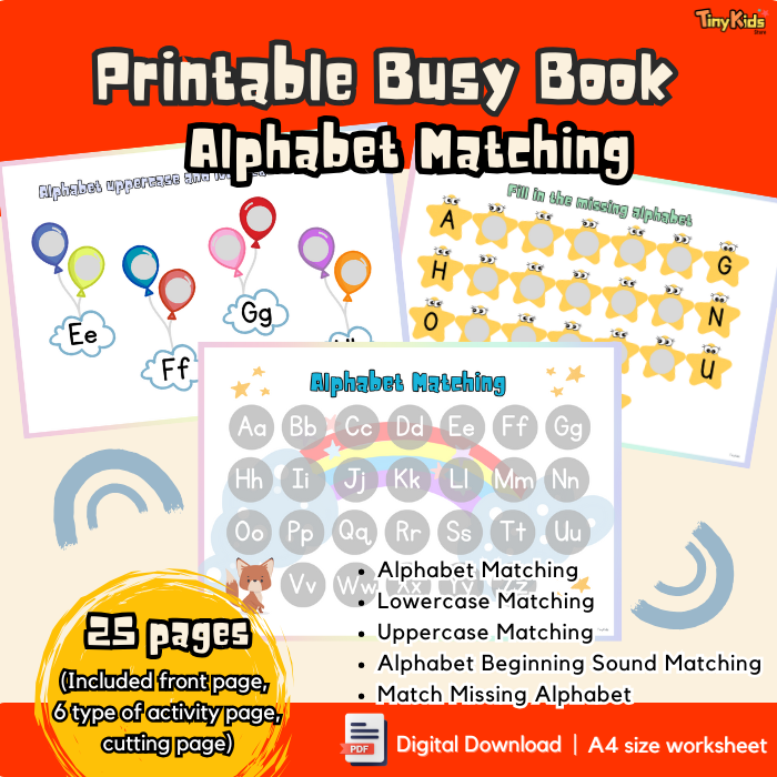 Printable Alphabet Learning Matching Busy Book | Letter Recognition and Letter Beginning Sounds