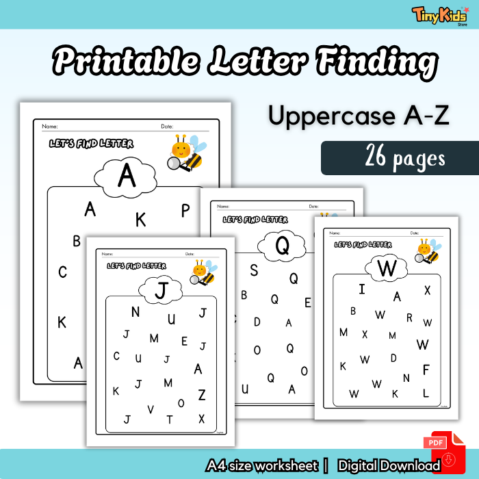 Printable Letter Finding A-Z for Kids | Uppercase and Lowercase - Image 3