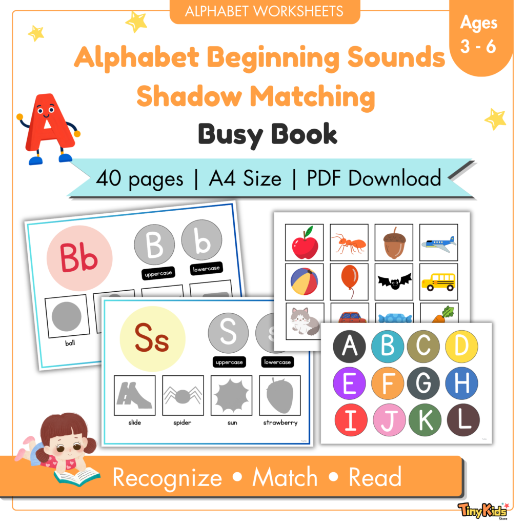 Alphabet Beginning Sounds Shadow Matching Busy Book
