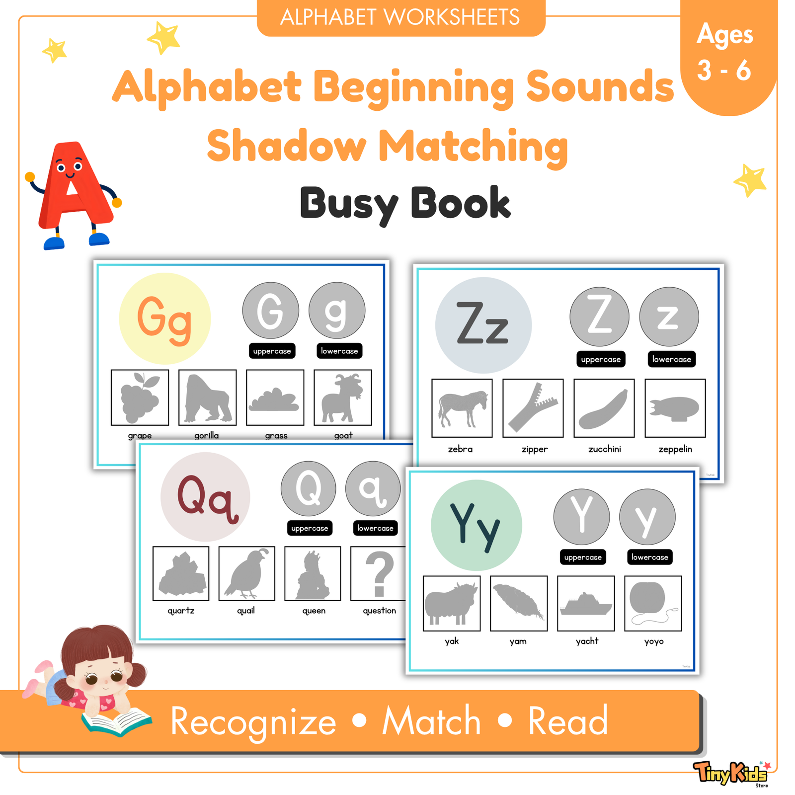 Alphabet Beginning Sounds Shadow Matching Busy Book - Image 2