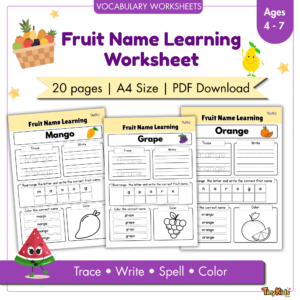 Fruit Name Learning Worksheets