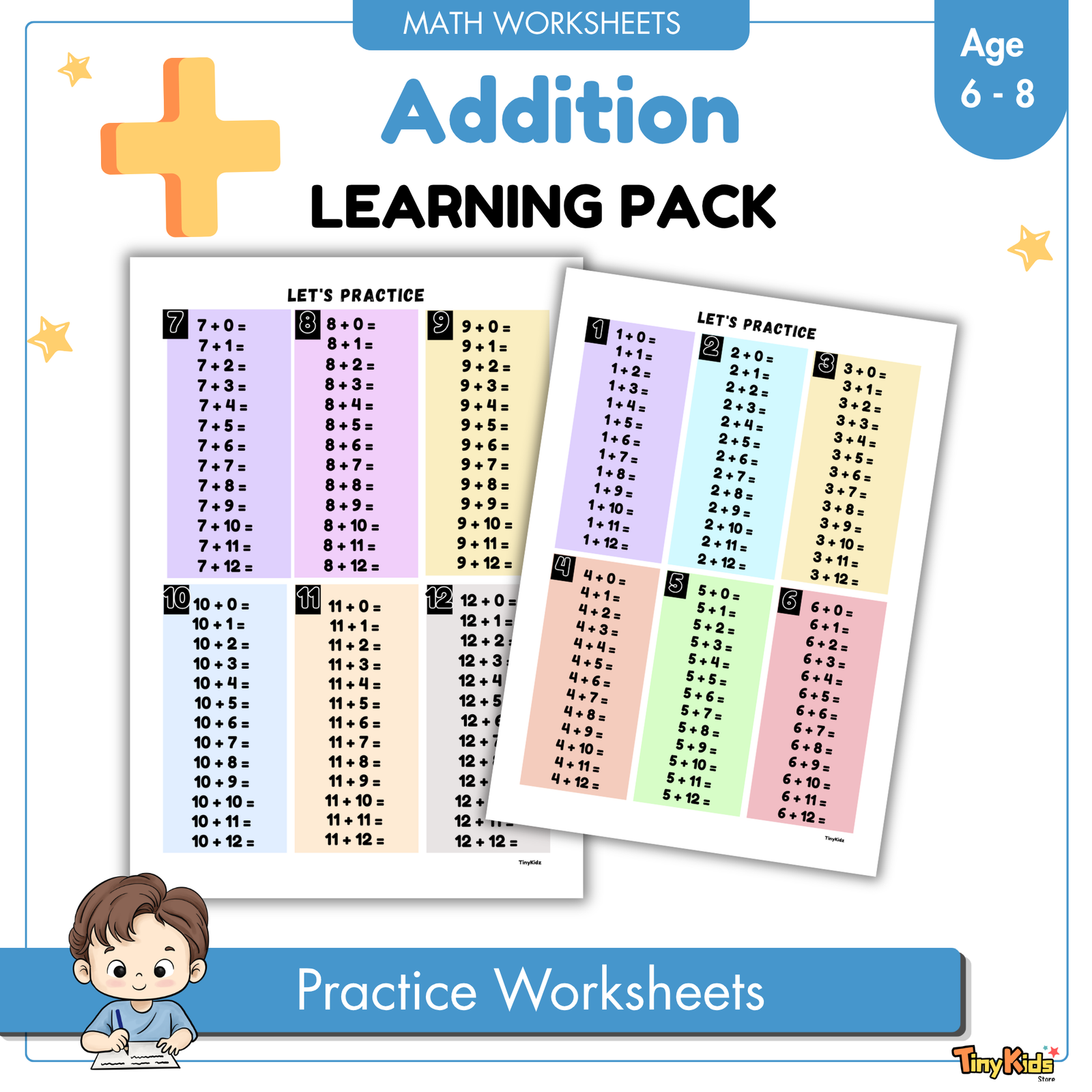 Addition Learning Packs 1 to 12 | Addition Flash Card | Addition Poster | Addition Practice - Image 2