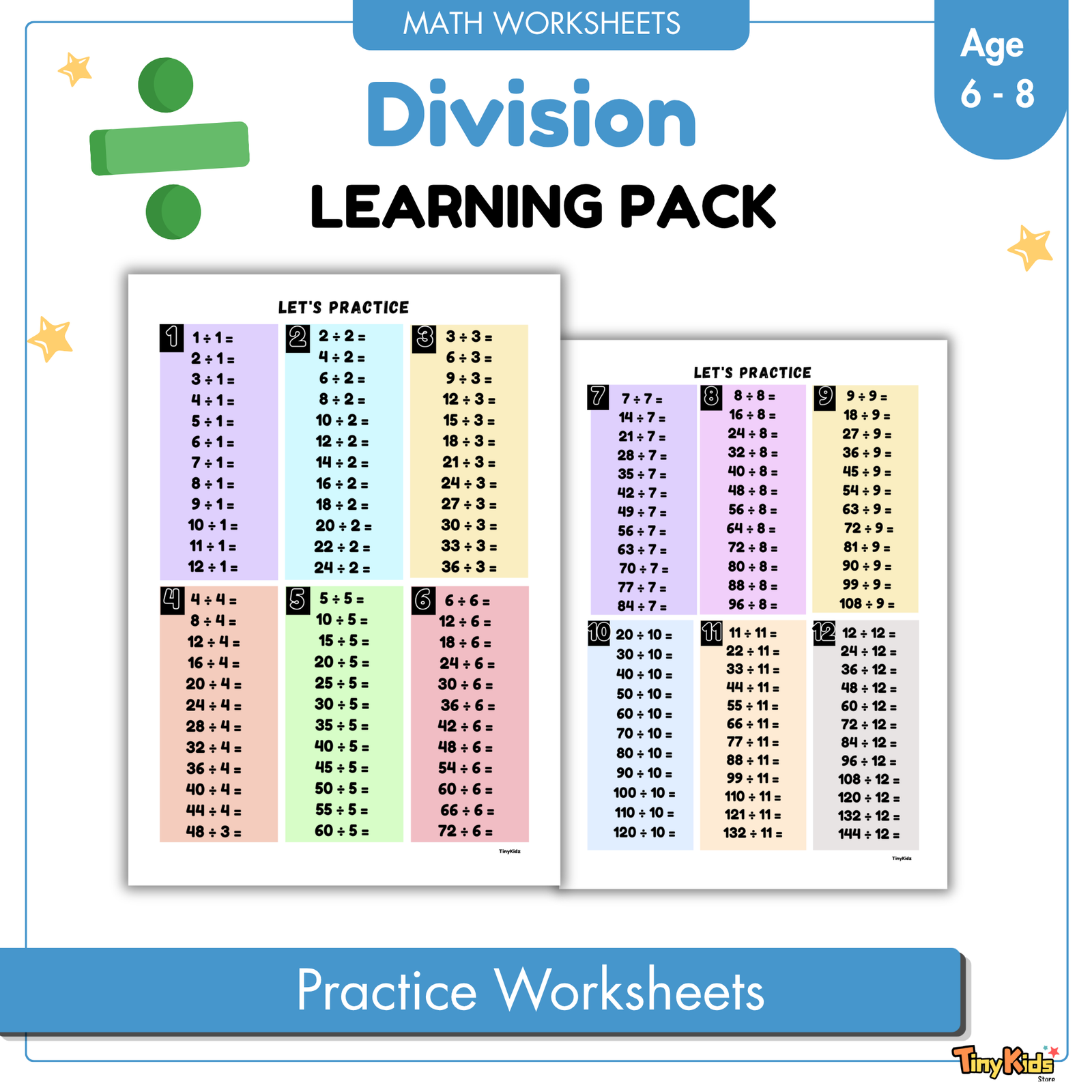 Division Learning Packs 1 to 12 | Division Flash Card | Division Poster | Division Practice - Image 4