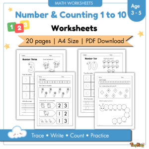 Number & Counting Worksheets 1β10 | Tracing, Writing, Counting