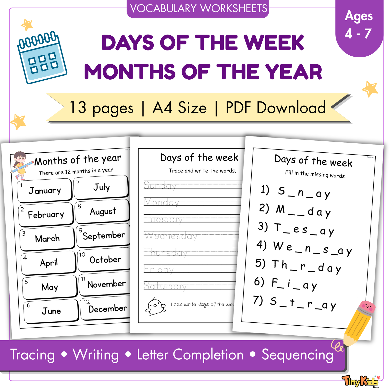 Weeks & Months Practice Worksheets