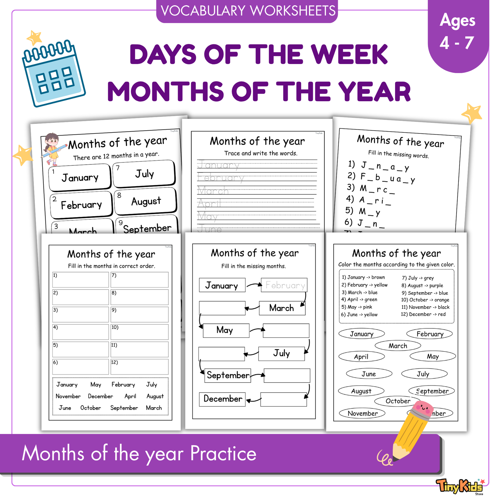 Weeks & Months Practice Worksheets - Image 3