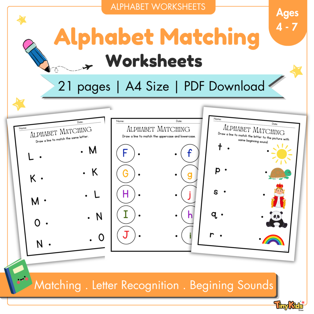Alphabet Matching Worksheets A - Z
