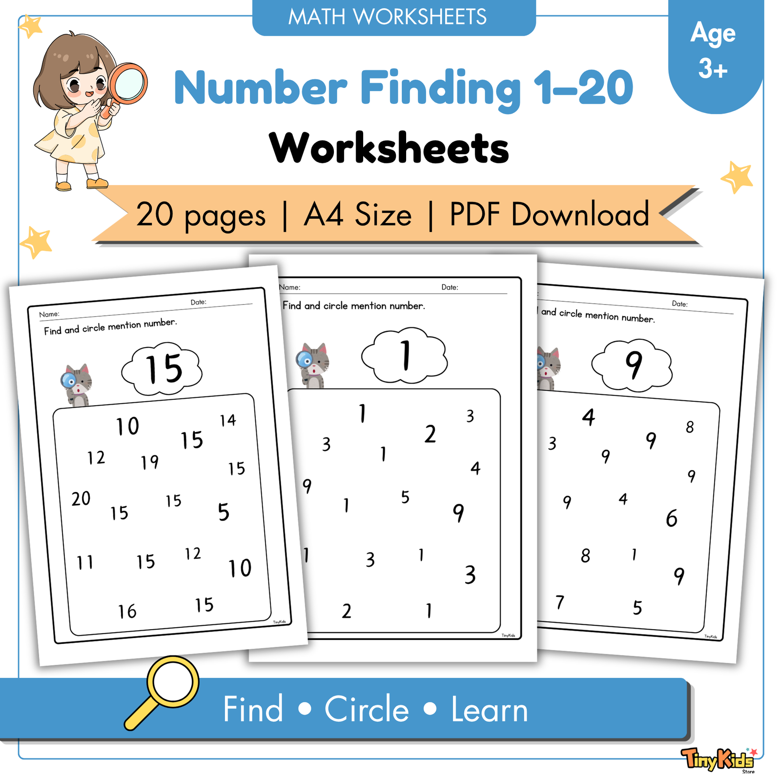 Number Finding 1-20 Worksheet | Find and Circle the Correct Number