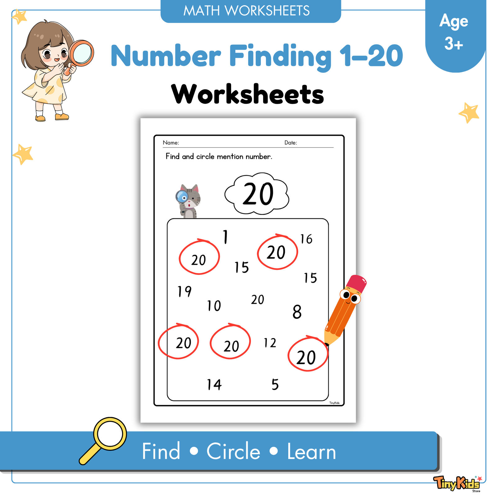 Number Finding 1-20 Worksheet | Find and Circle the Correct Number - Image 2