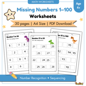 Missing Numbers 1β100 Worksheets