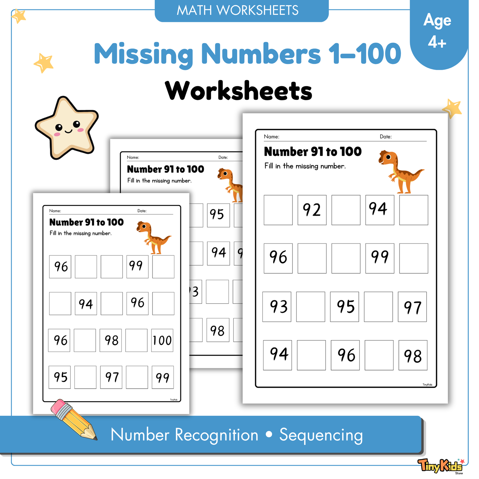 Missing Numbers 1β100 Worksheets - Image 3