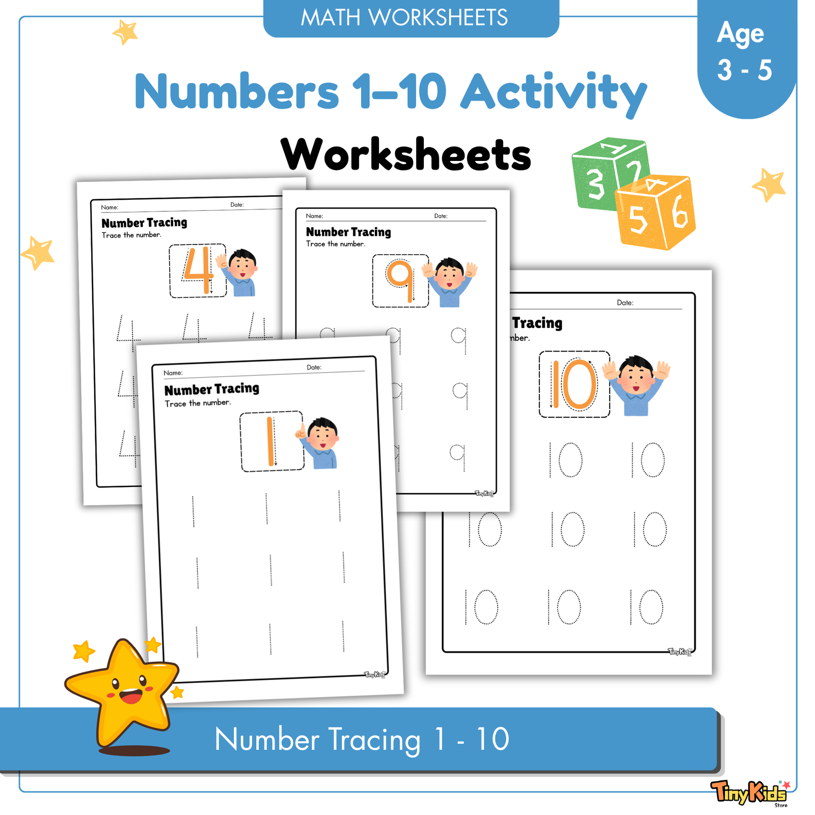 Numbers 1β10 Activity Worksheet | Tracing | Writing | Counting | Coloring | Matching - Image 2