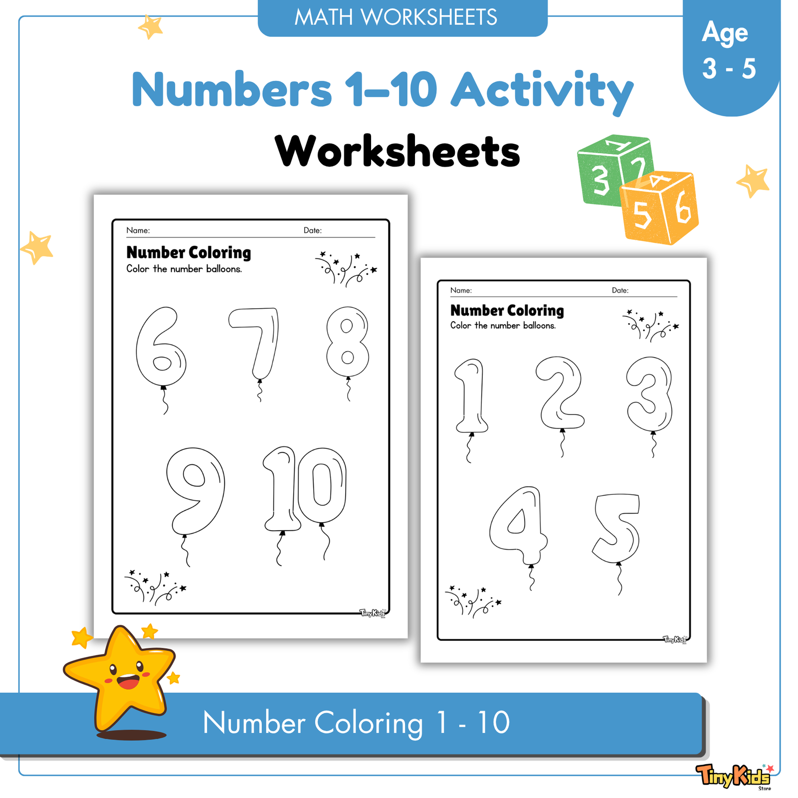 Numbers 1β10 Activity Worksheet | Tracing | Writing | Counting | Coloring | Matching - Image 5