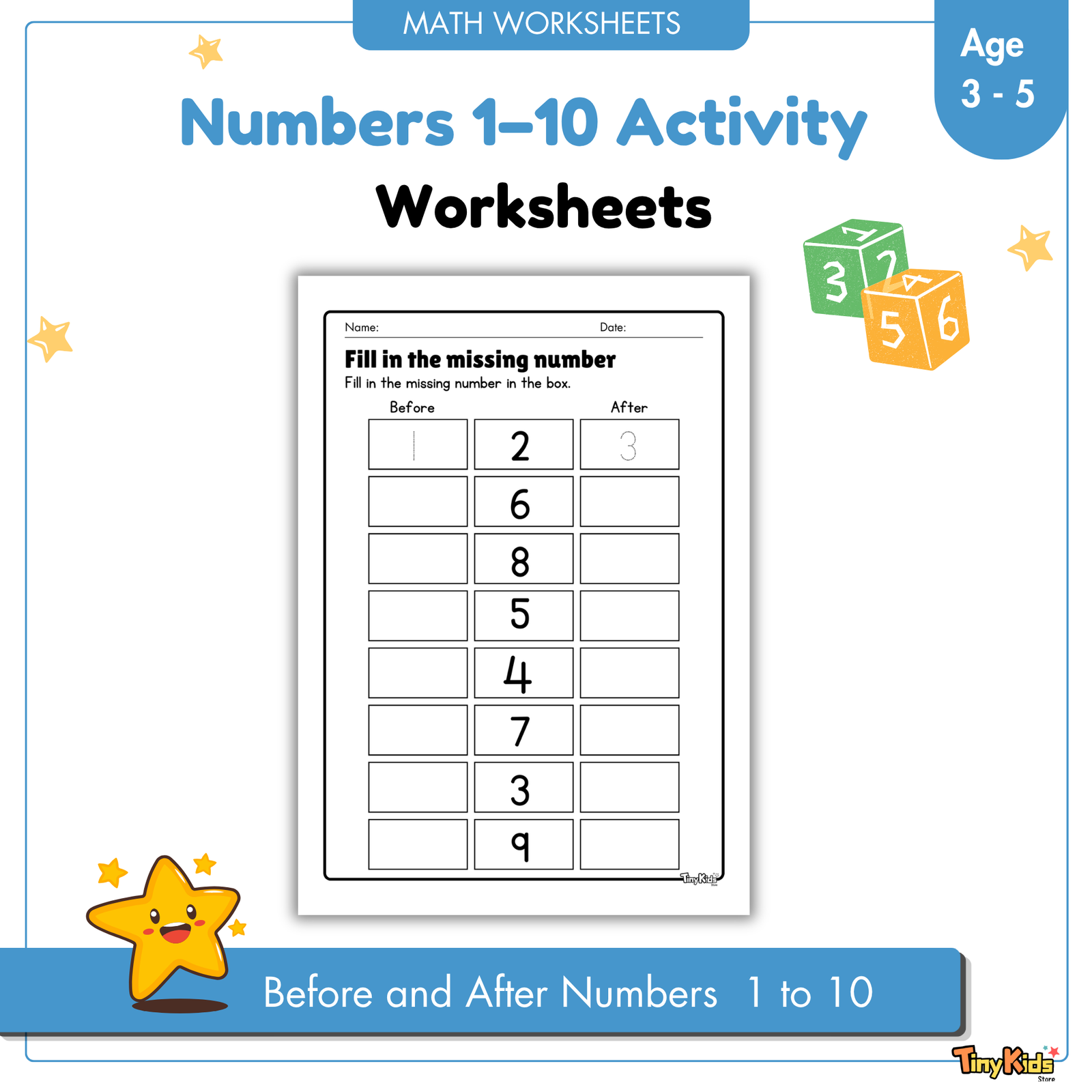Numbers 1β10 Activity Worksheet | Tracing | Writing | Counting | Coloring | Matching - Image 6